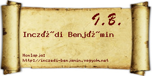Inczédi Benjámin névjegykártya
